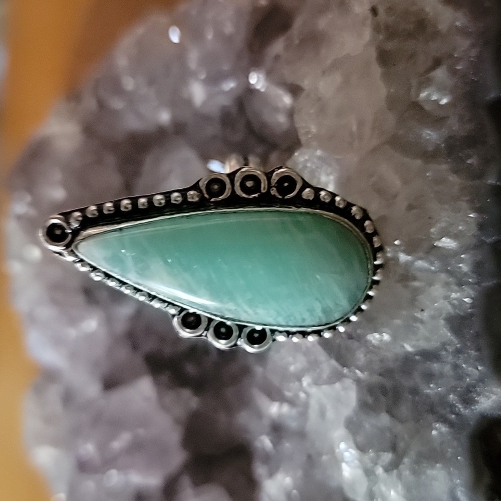 Amazonite Silver Plated Ring Size 8¼ New - image 2